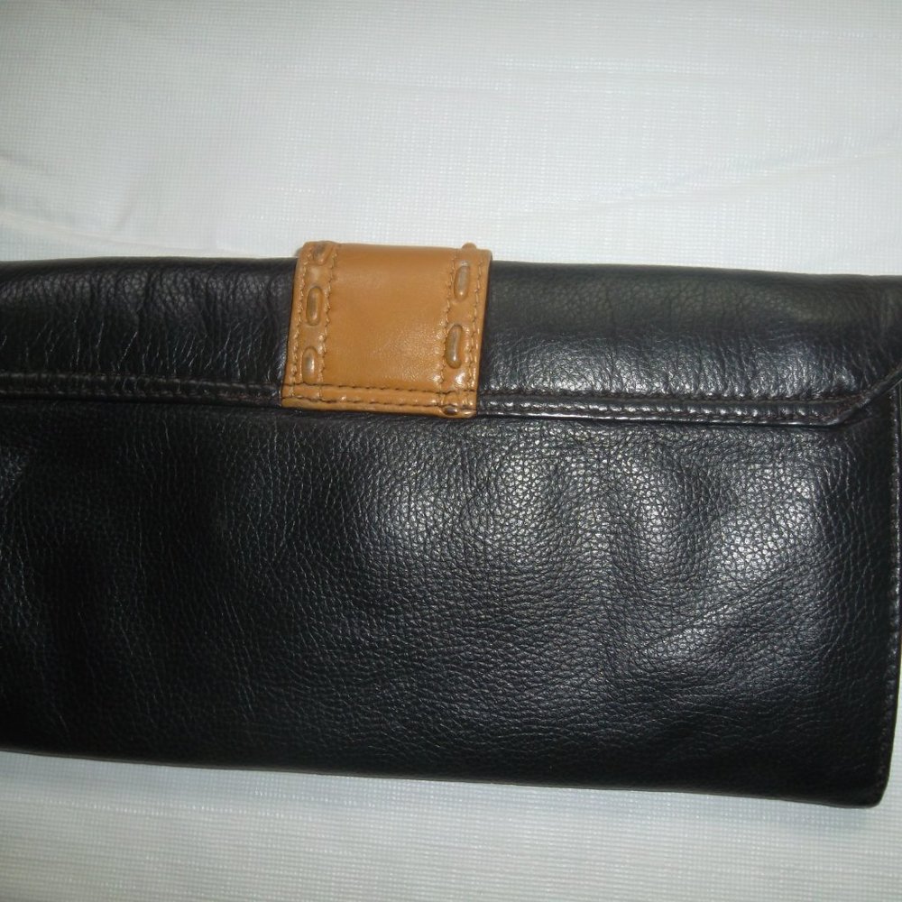 Black and Tan Women's Leather Clutch - Picture 2 of 9